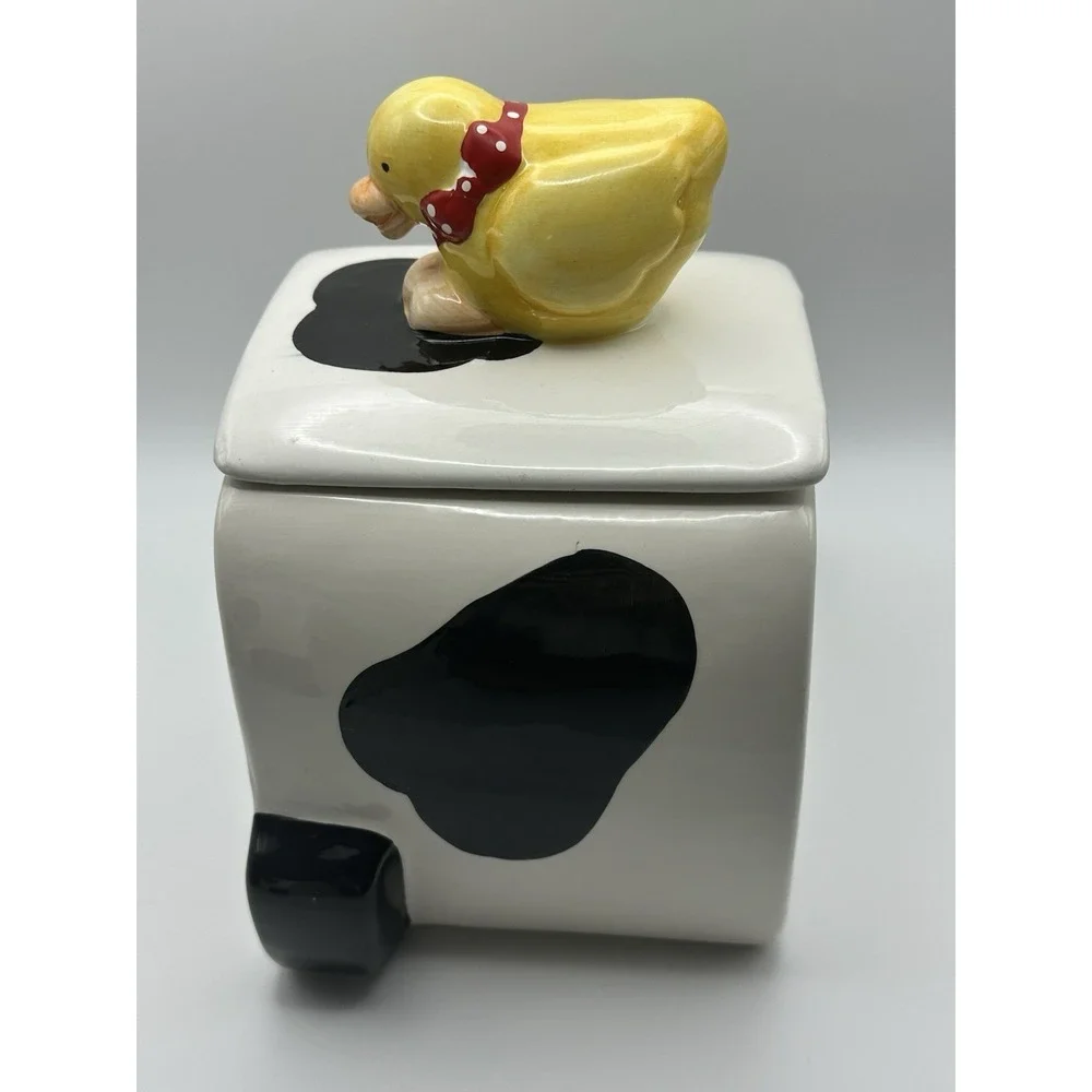 Vtg Coco Dowley Cow and Chicken Holstein Cookie Jar (Head and Middle Pieces)